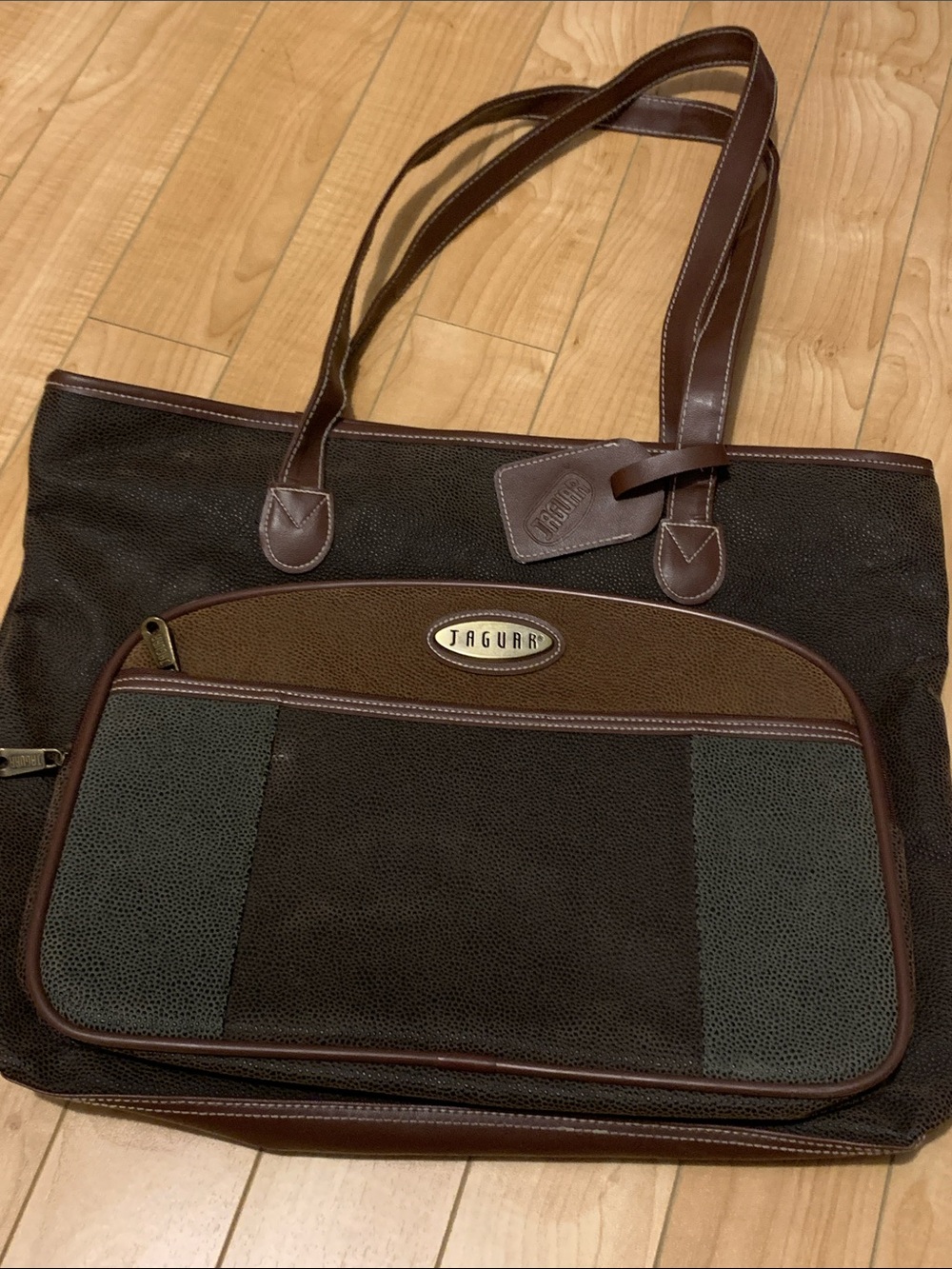 Vintage Jaguar Oversized Tote Bag – Brown, Olive & Black